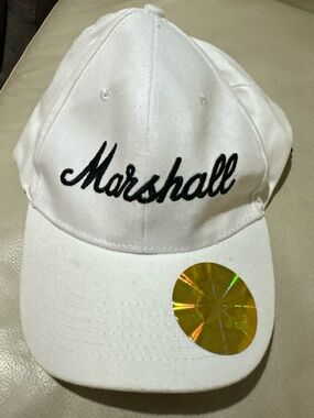 Marshall White Baseball Cap with Black Script